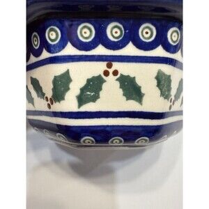 Diff Blue Color Handmade | Dining | Vtg Boleslawiec Polish Pottery Octagonal Bowl Holly ...